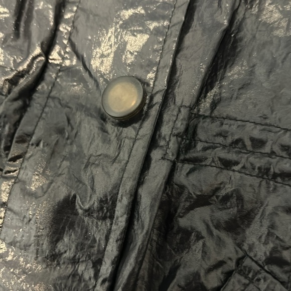 KENNETH Cole Reaction Black Shiny Rain Trench Coat Sz L - Picture 7 of 7